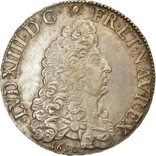 Coin, France, Louis XIV, Ecu aux 8 L, 1692, Lille, Rare, EF(40-45), Silver