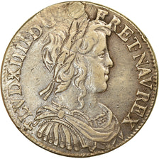 Monnaie, France, Louis XIV, 1/2 Écu à la mèche longue, 1654, Rennes, TB+