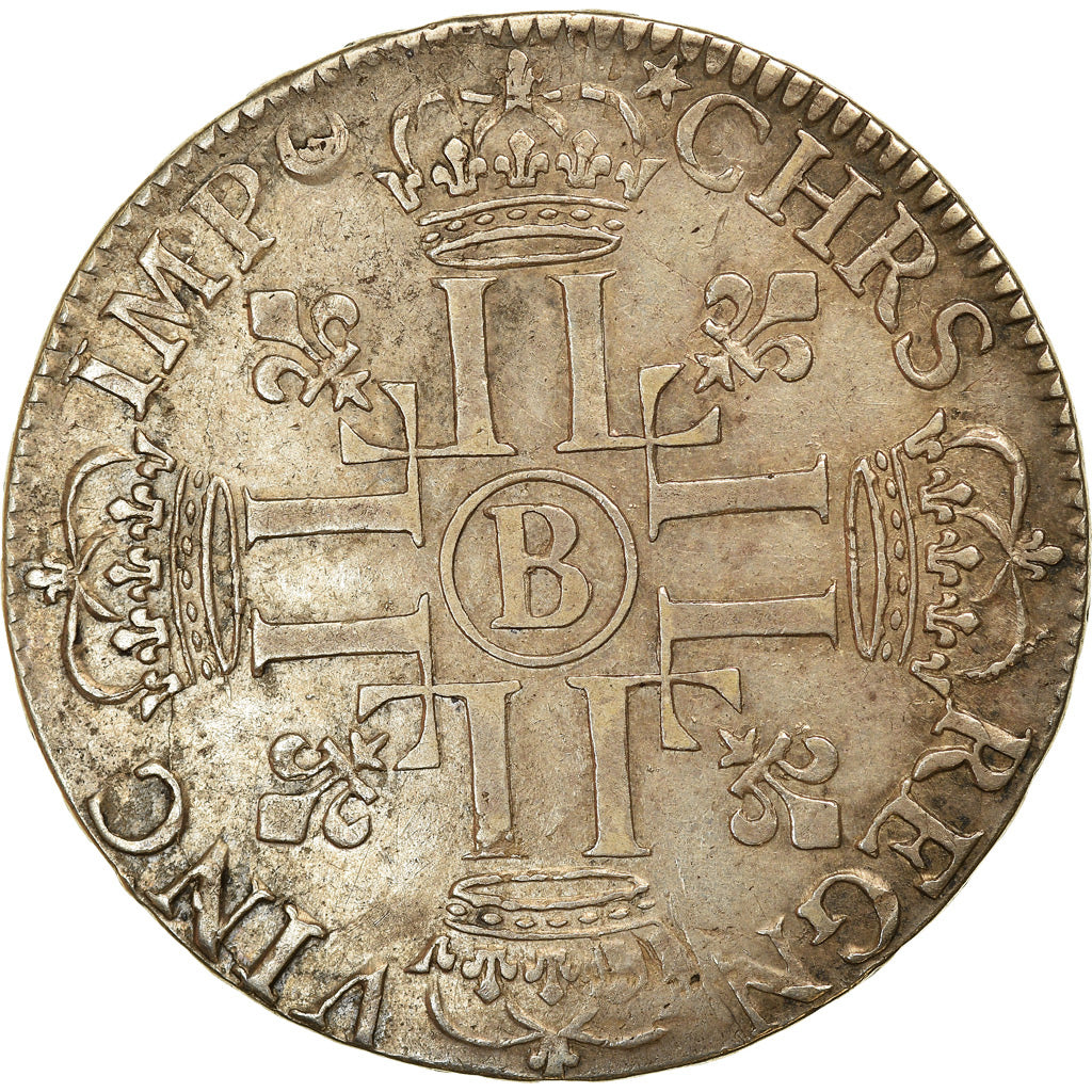 Moneda, Francia, Louis XIV, 1/2 Écu aux 8 L, 1/2 Ecu, 1691, Rouen, MBC, Plata