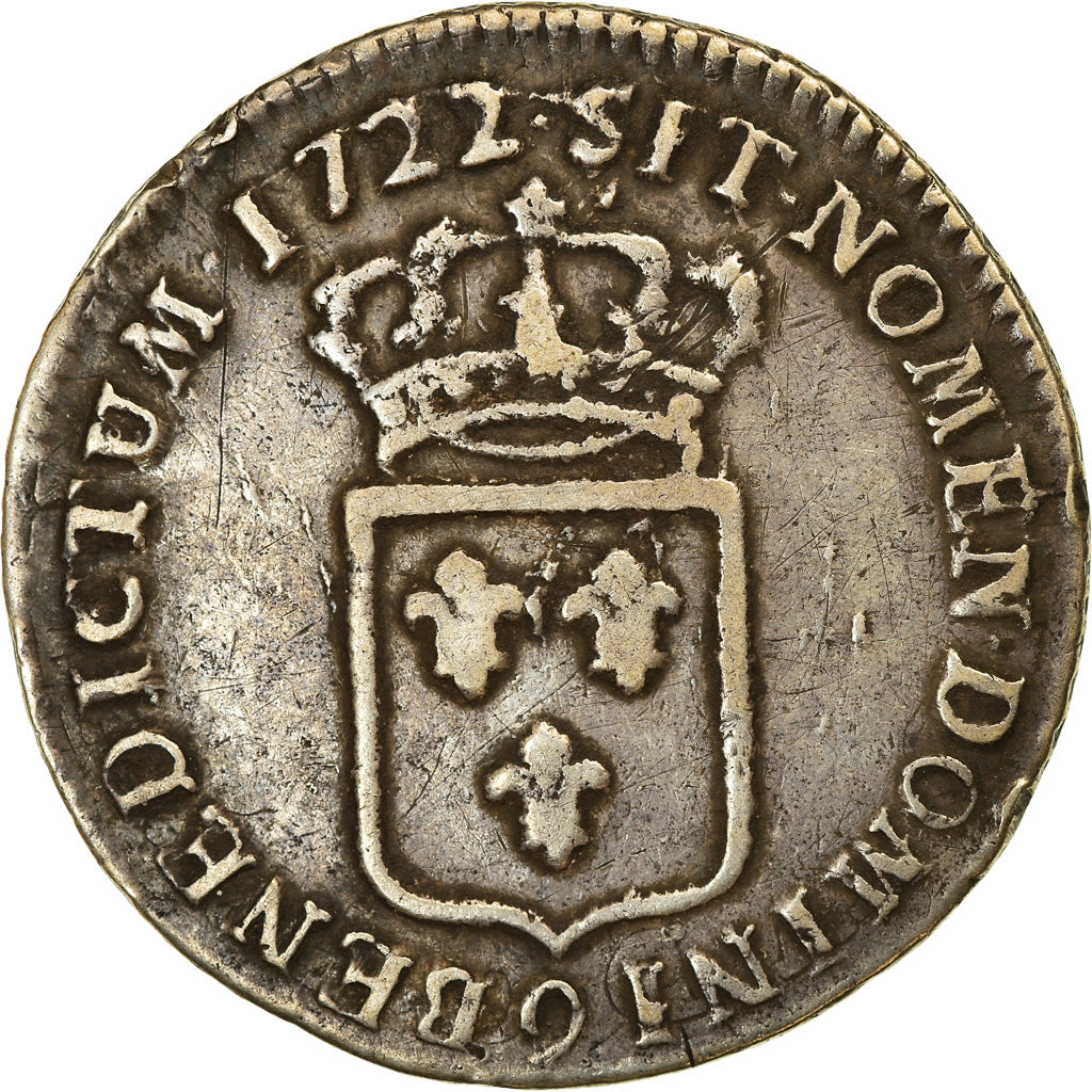 Moneda, Francia, Louis XV, 1/3 Écu de France, 1/3 Ecu, 1722, Rennes, BC+