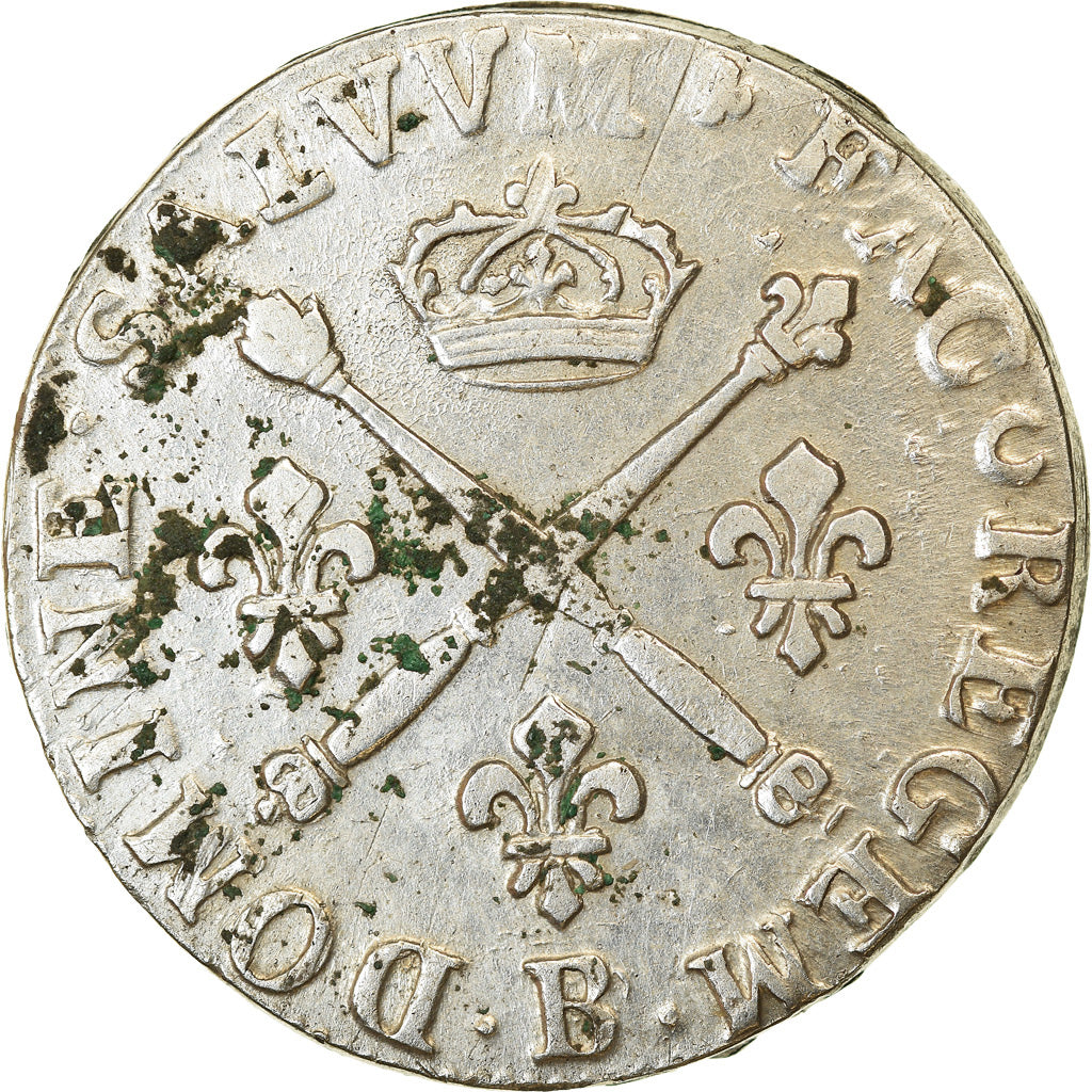 Moneta, Francia, Louis XIV, 20 Sols aux insignes, 1/4 Ecu, 1708, Rouen, MB+