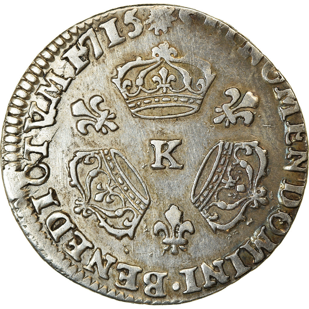 Monnaie, France, Louis XIV, 1/10 Écu aux 3 couronnes, 1/10 Ecu, 1715, Bordeaux