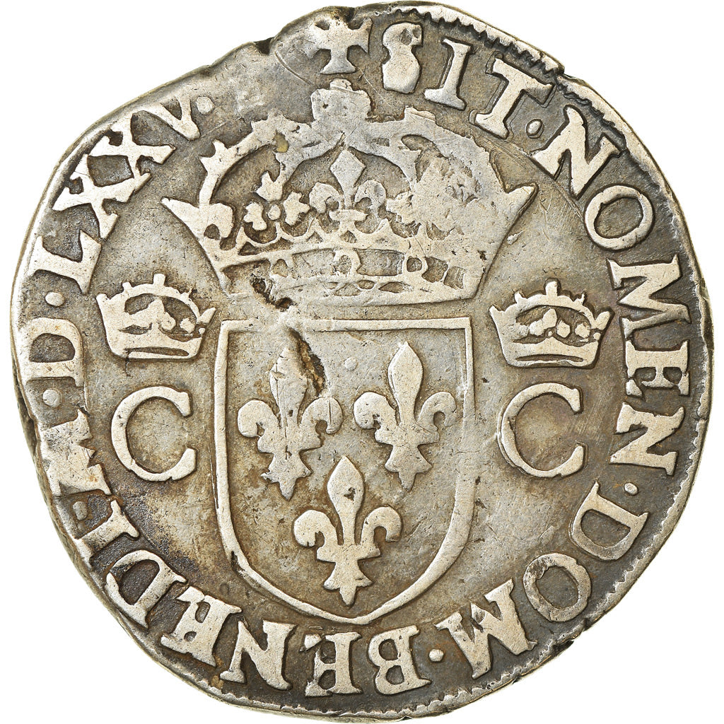 Moneta, Francia, Henri III, Henri III, Teston, 1575, Toulouse, MB+, Argento
