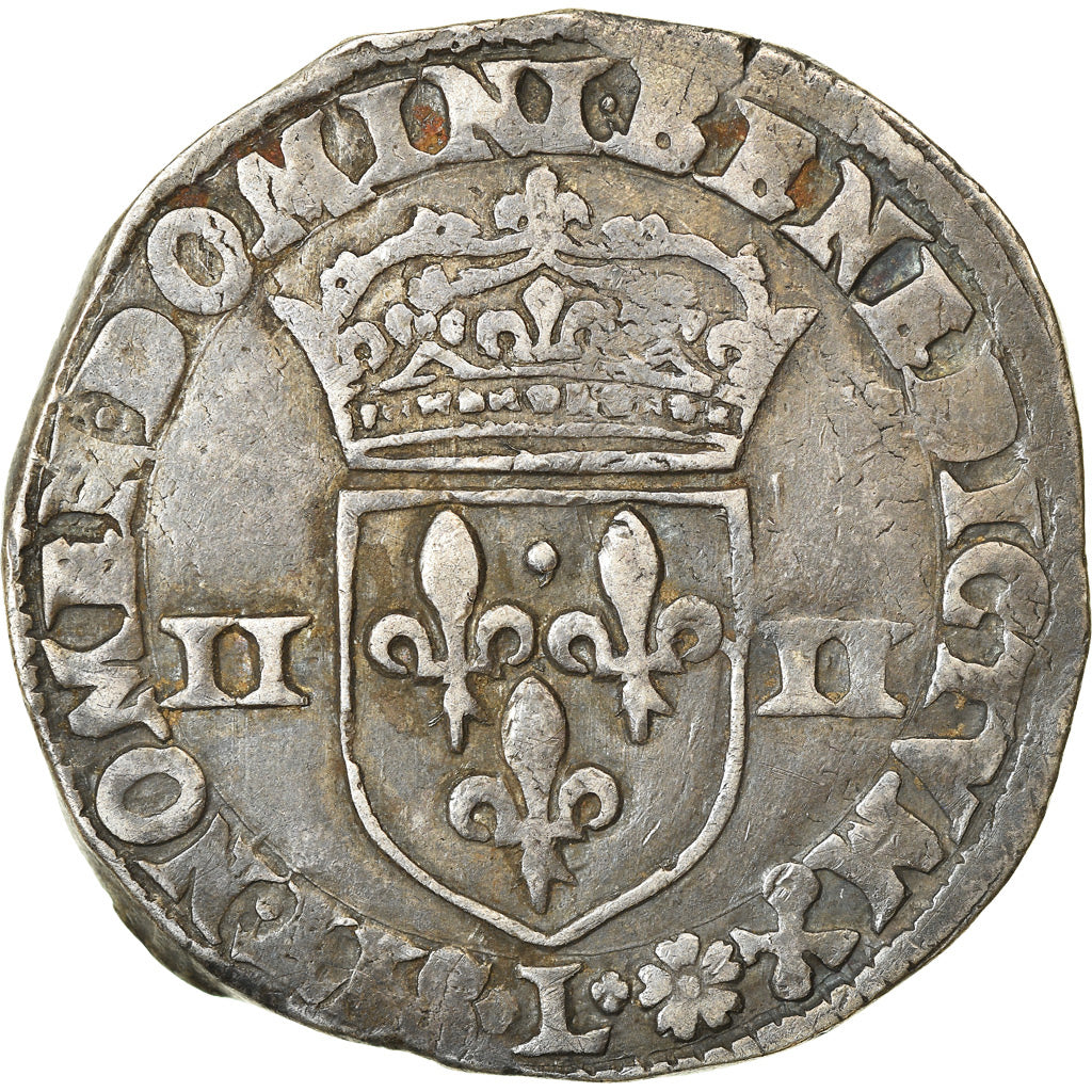 Moneta, Francja, Henri IV, 1/4 d'écu à la croix feuillue de face, 1595