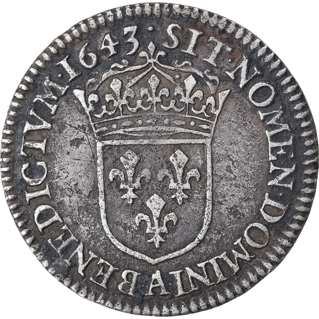 Munten, Frankrijk, Louis XIII, 1/12 Ecu, 1643, Paris, 2ème poinçon de Warin