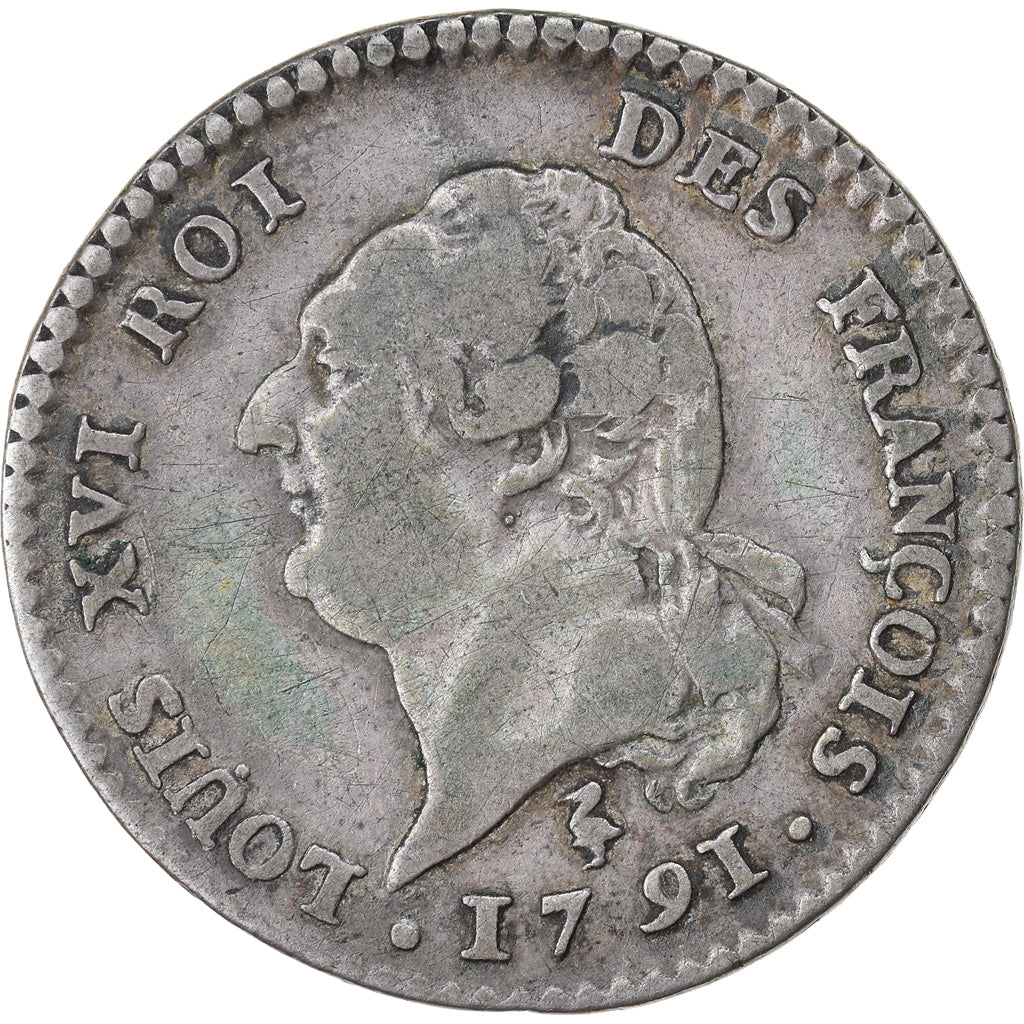 Coin, France, Louis XVI, 15 Sols, 1791, Paris, VF(20-25), Silver, KM:604.1