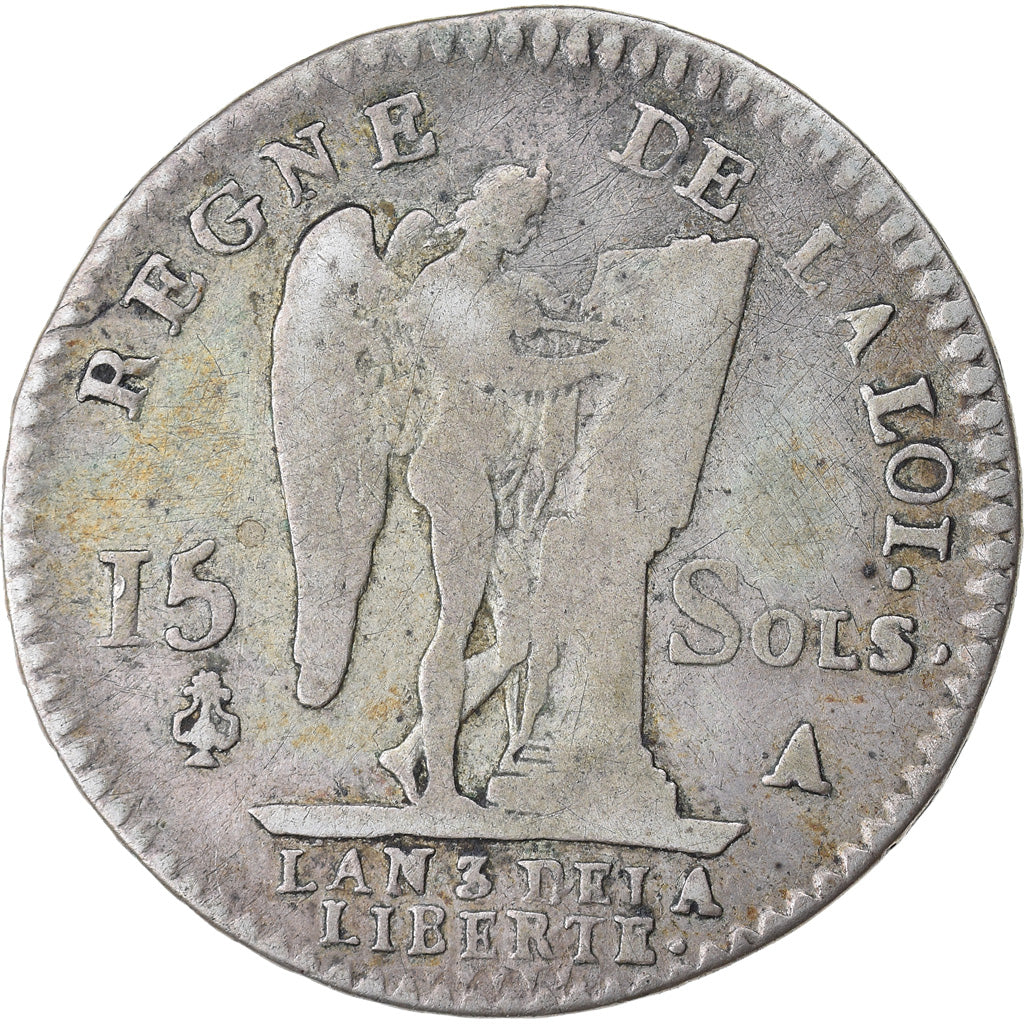 Coin, France, Louis XVI, 15 Sols, 1791, Paris, VF(20-25), Silver, KM:604.1