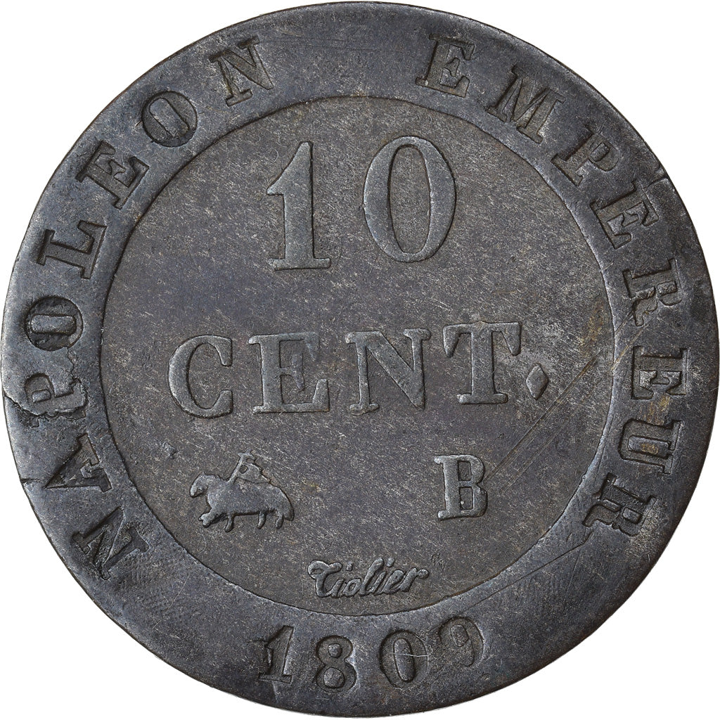 Coin, France, Napoléon I, 10 Centimes, 1809, Rouen, EF(40-45), Billon