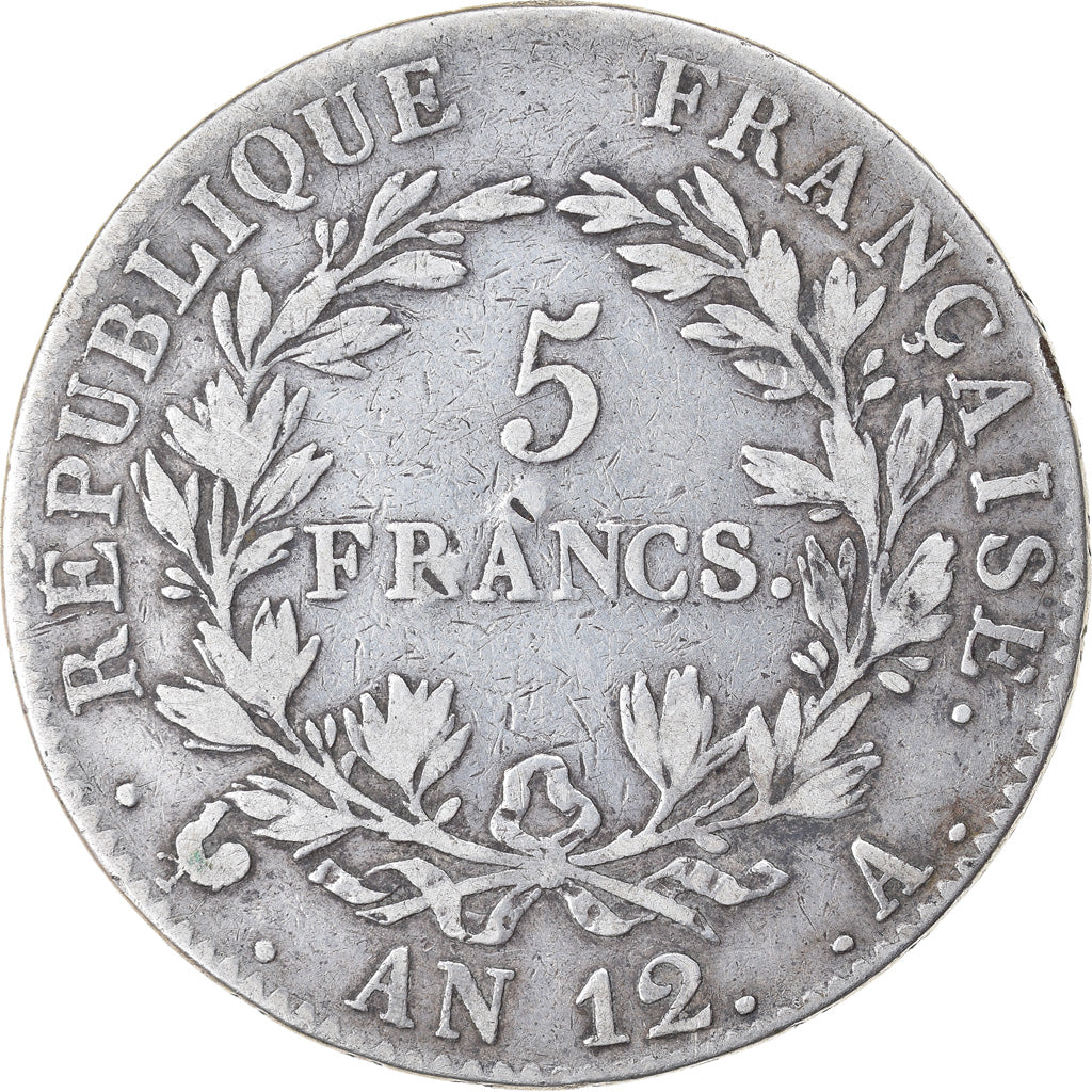 Coin, France, Napoléon I, 5 Francs, An 12 (1804), Paris, VF(20-25), Silver