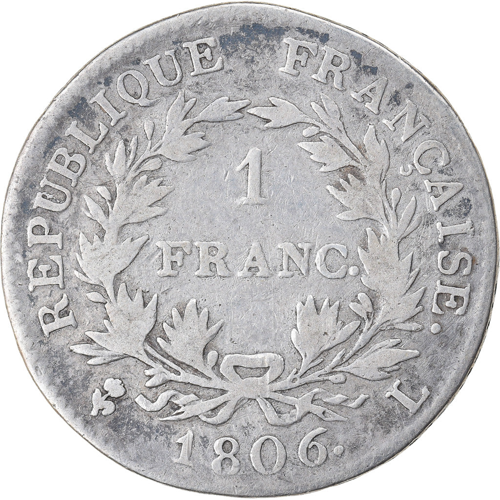 Monnaie, France, Napoléon I, Franc, 1806, Bayonne, TB, Argent, KM:672.6, Le