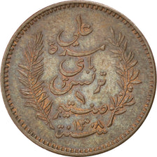 TUNISIA, Centime, 1891, Paris, KM #219, AU(55-58), Bronze, 15, 1.00