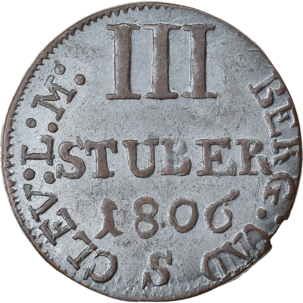 Coin, German States, BERG, Joachim Murat, 3 Stüber, 1806, D, AU(50-53), Silver