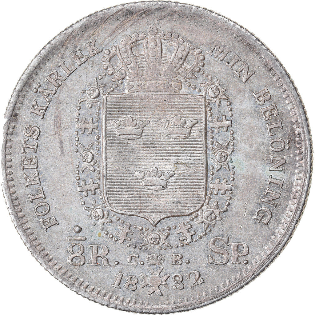 Monnaie, Suède, Carl XIV Johan, 1/8 Riksdaler, 1832, SUP, Argent, KM:626