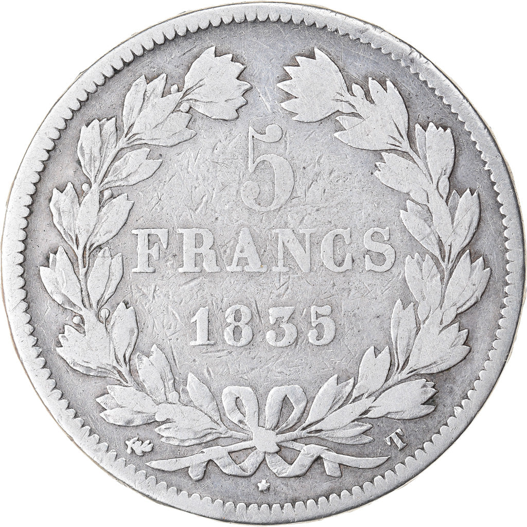 Coin, France, Louis-Philippe, 5 Francs, 1835, Nantes, VF(20-25), Silver