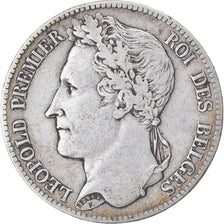Moeda, Bélgica, Leopold I, 5 Francs, 5 Frank, 1833, VF(30-35), Prata, KM:3.1