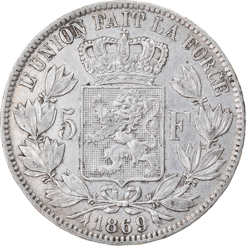 Münze, Belgien, Leopold II, 5 Francs, 5 Frank, 1869, SS, Silber, KM:24