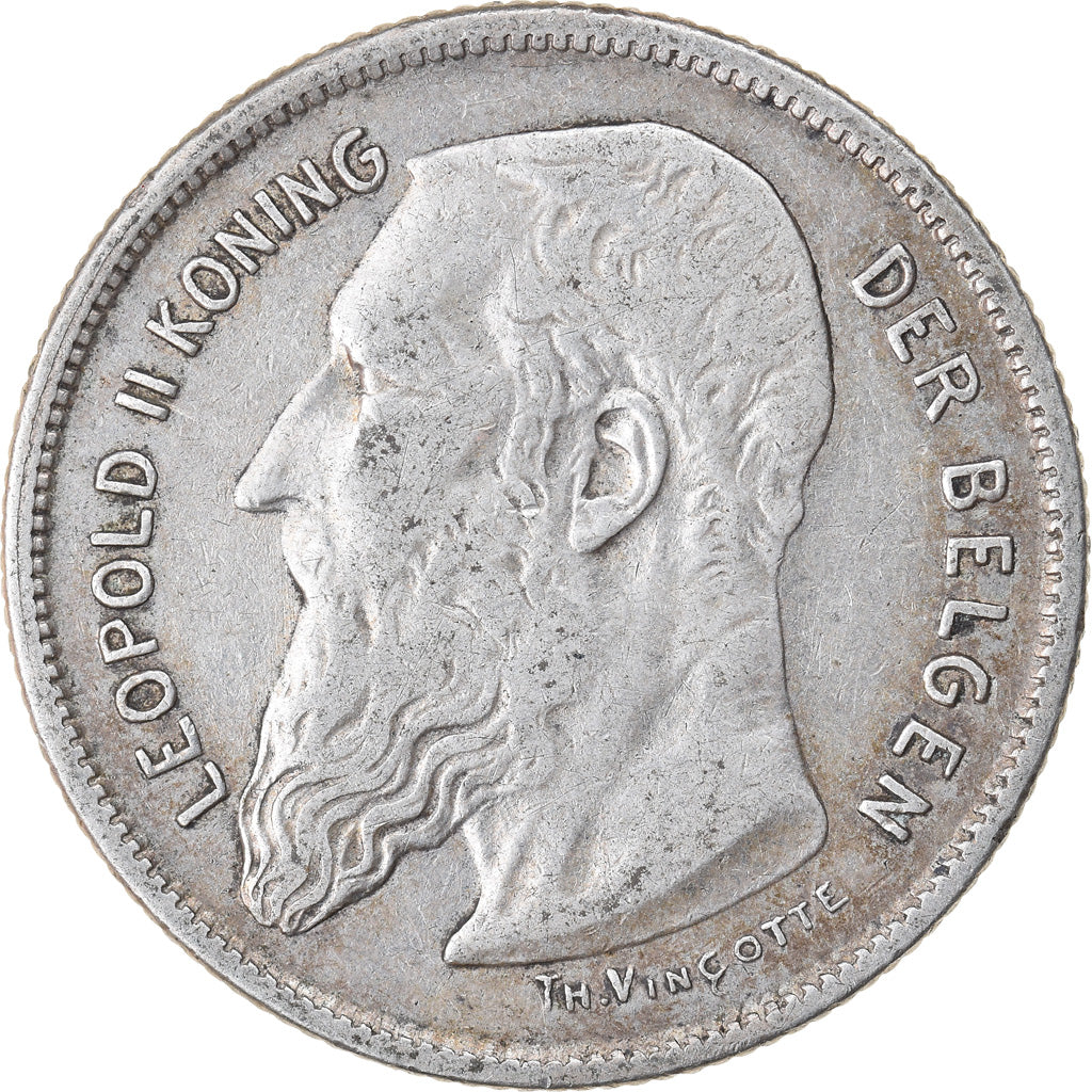 Moneta, Belgio, Leopold II, 2 Francs, 2 Frank, 1909, BB, Argento, KM:59
