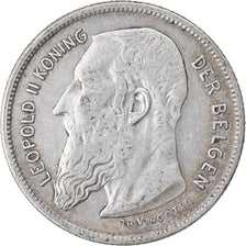 Moneta, Belgio, Leopold II, 2 Francs, 2 Frank, 1909, BB, Argento, KM:59