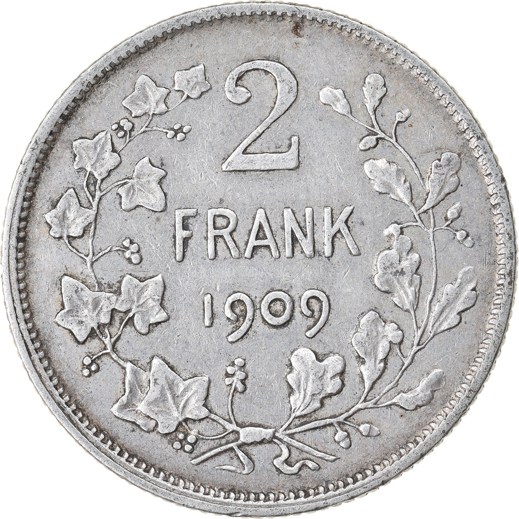 Moneta, Belgio, Leopold II, 2 Francs, 2 Frank, 1909, BB, Argento, KM:59
