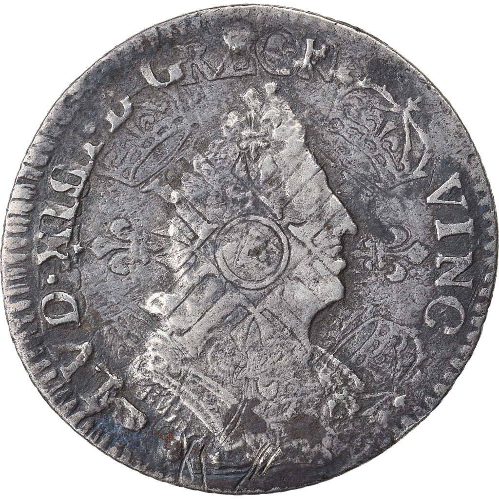 Moeda, França, Louis XIV, 1/12 Écu aux palmes, 1/12 ECU, 10 Sols, 1696, Lille