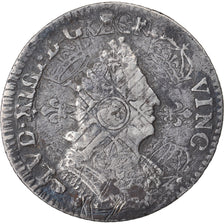 Moeda, França, Louis XIV, 1/12 Écu aux palmes, 1/12 ECU, 10 Sols, 1696, Lille