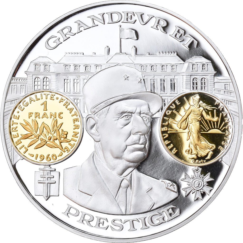 France, Médaille, Histoire Monétaire, Franc Semeuse, De Gaulle, FDC, Argent