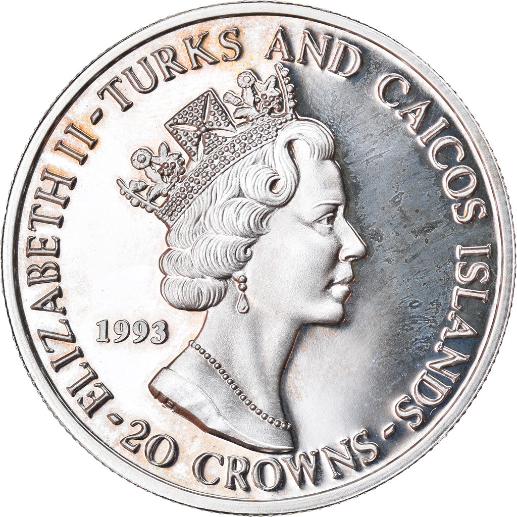 Monnaie, TURKS & CAICOS ISLANDS, 20 Crowns, 1993, Proof, FDC, Argent, KM:Pn6