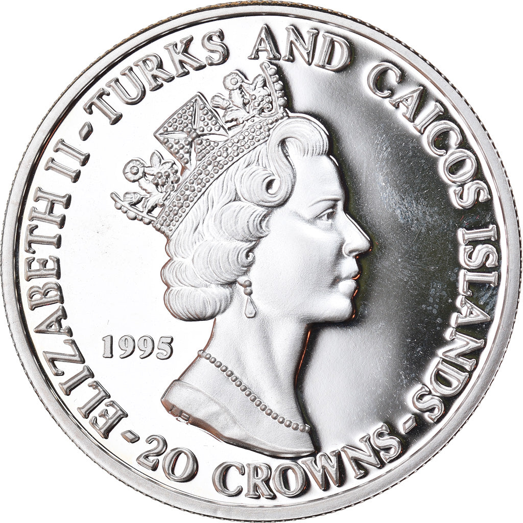 Coin, TURKS & CAICOS ISLANDS, Elizabeth II, 20 Crowns, 1995, Proof, MS(65-70)