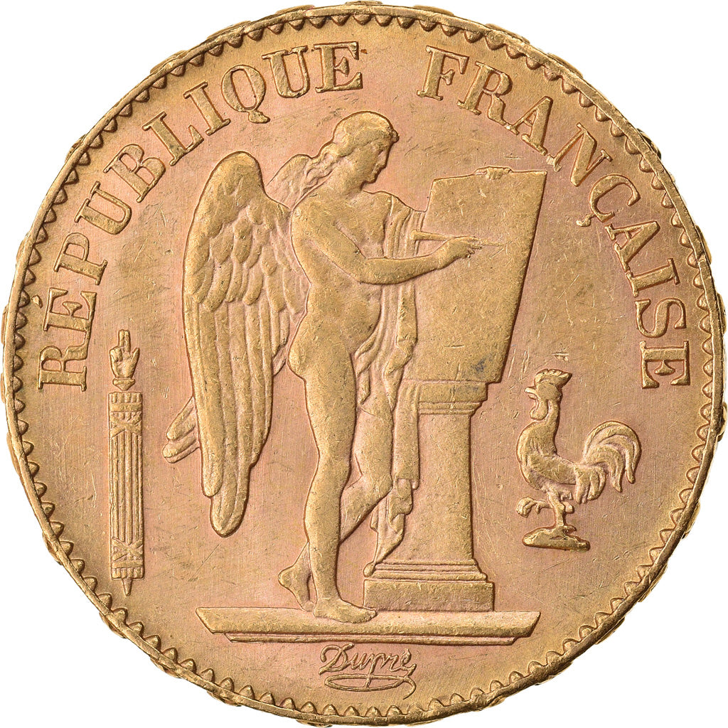 Moeda, França, Génie, 20 Francs, 1898, Paris, MS(63), Dourado, KM:825
