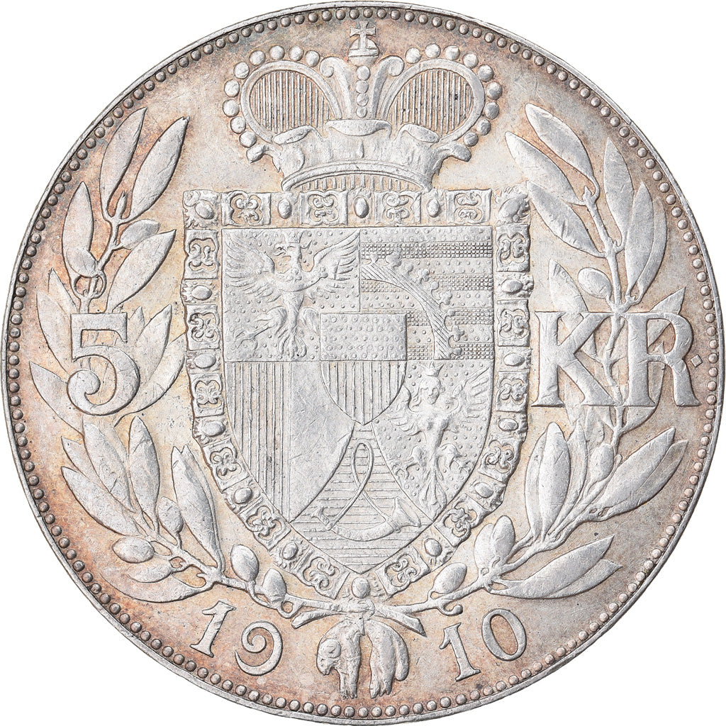 Moneda, Liechtenstein, Prince John II, 5 Kronen, 1910, Rare, MBC+, Plata, KM:4