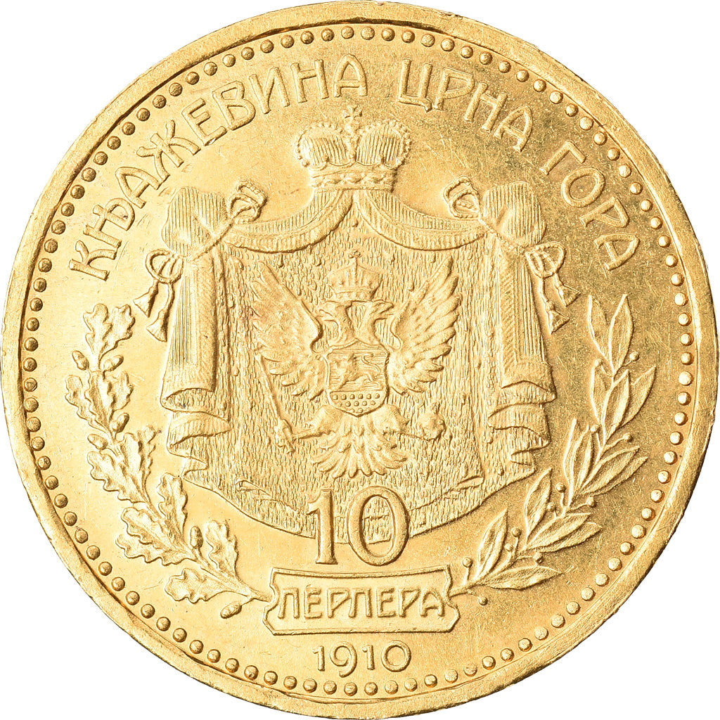 Monnaie, Montenegro, Nicholas I, 10 Perpera, 1910, SUP+, Or, KM:8