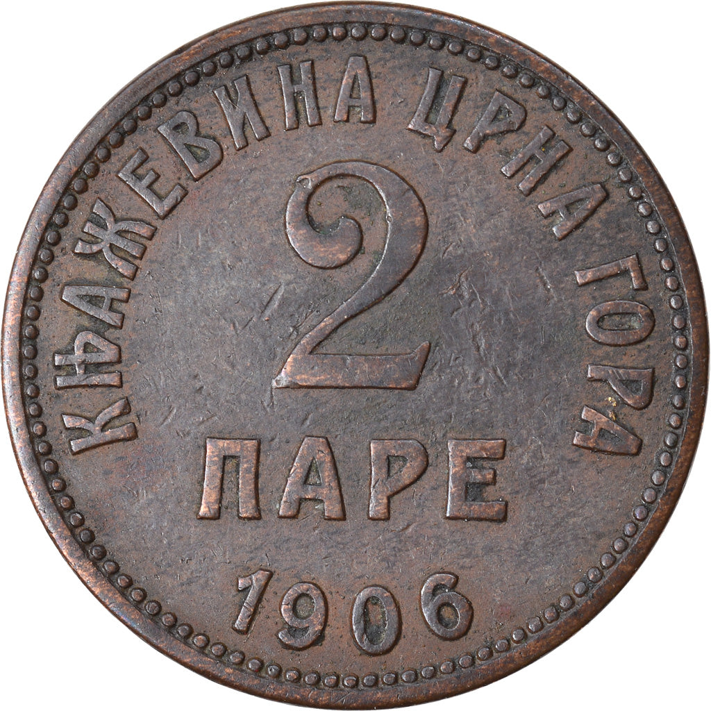 Coin, Montenegro, Nicholas I, 2 Pare, 1906, EF(40-45), Bronze, KM:2