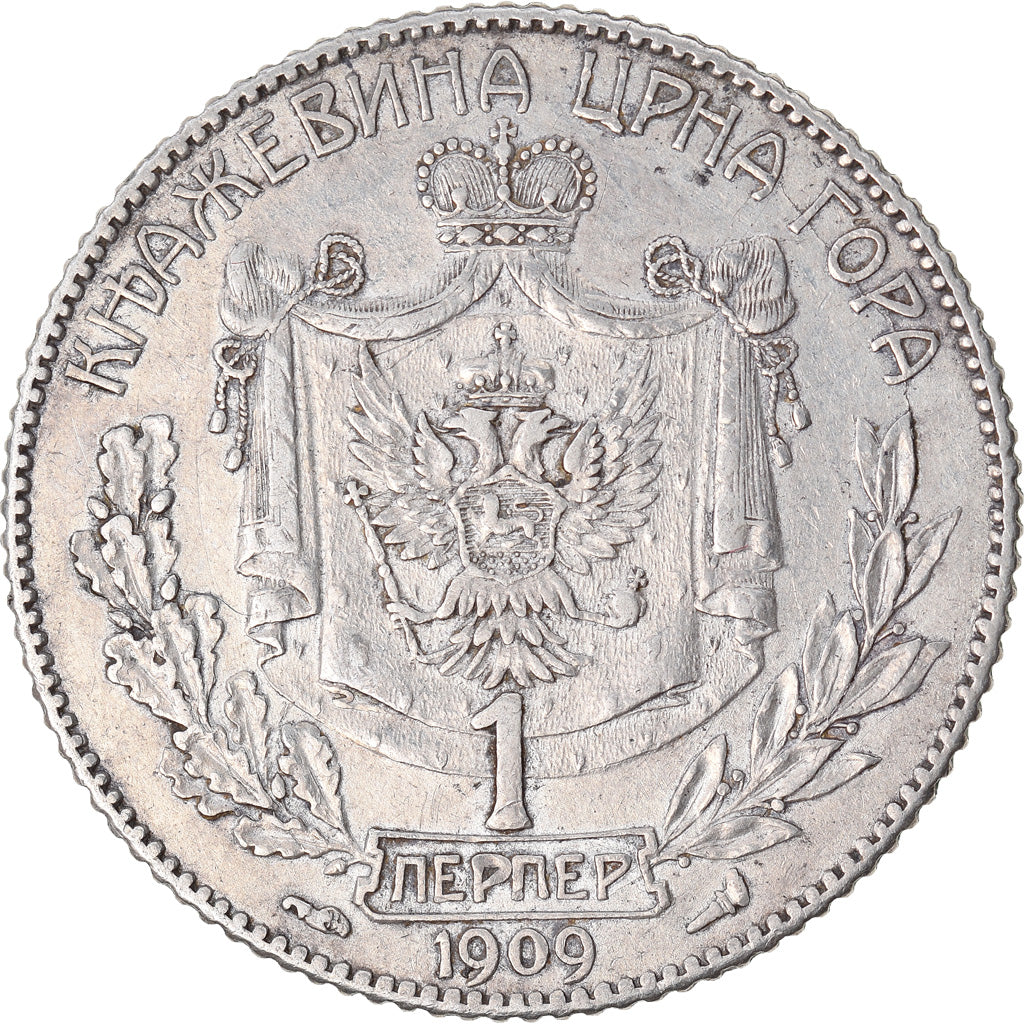 Monnaie, Montenegro, Nicholas I, Perper, 1909, TTB, Argent, KM:5