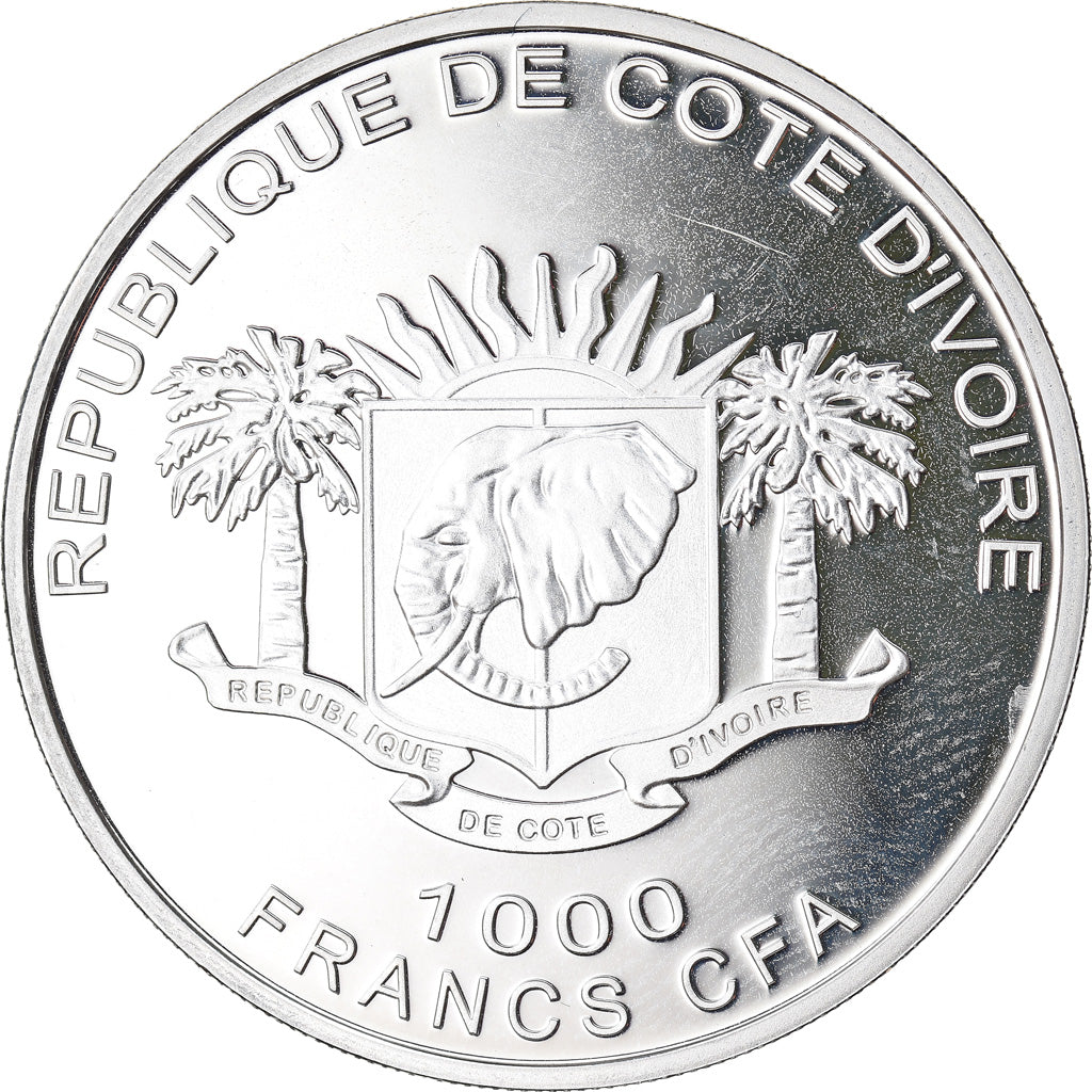 Moneta, Costa d’Avorio, 1000 Francs, 2010, CIT, Proof, FDC, Argento, KM:8