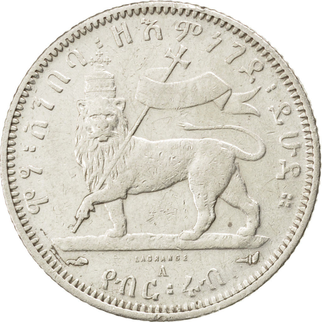 ETHIOPIA, 1/4 Birr, 1903, Paris, KM #3, EF(40-45), Silver, 25, 6.95