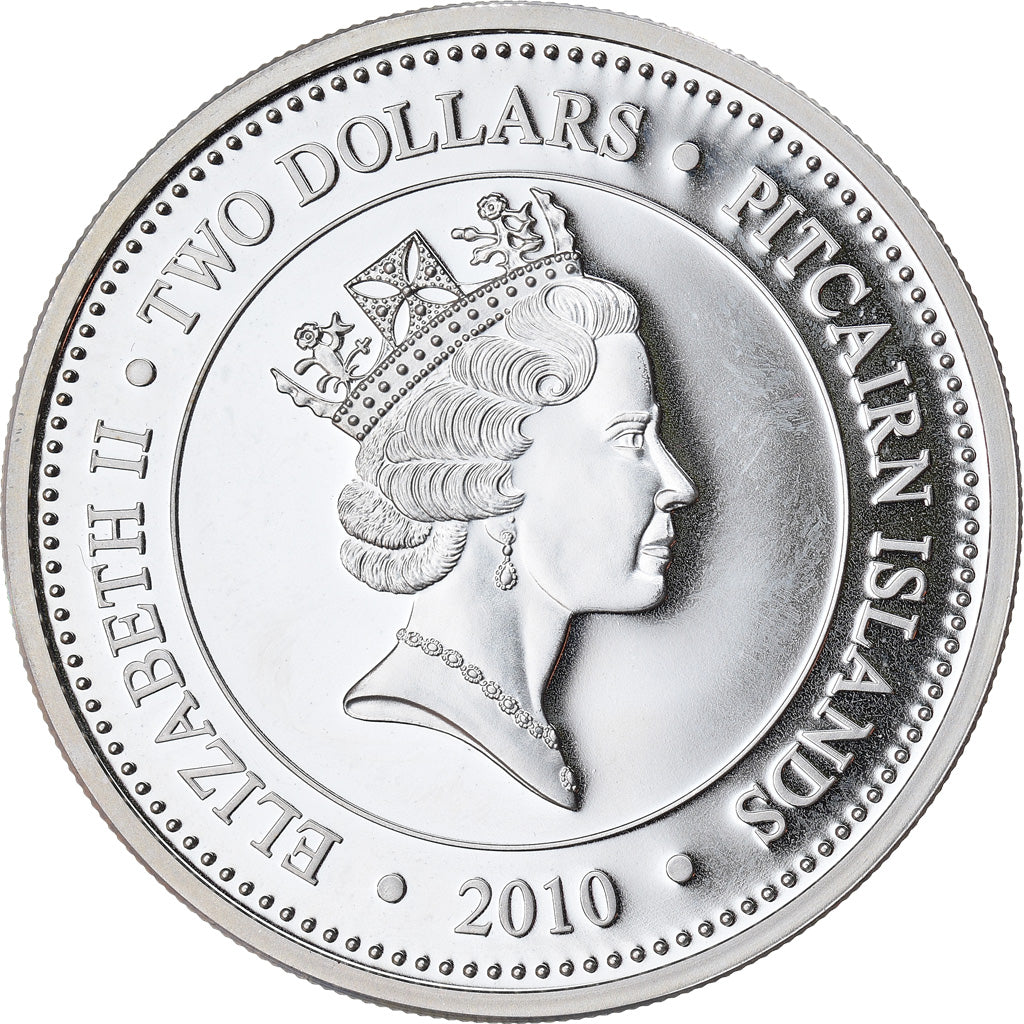 Moneta, PITCAIRN ISLANDS, Elizabeth II, 2 Dollars, 2010, Proof, FDC, Argento