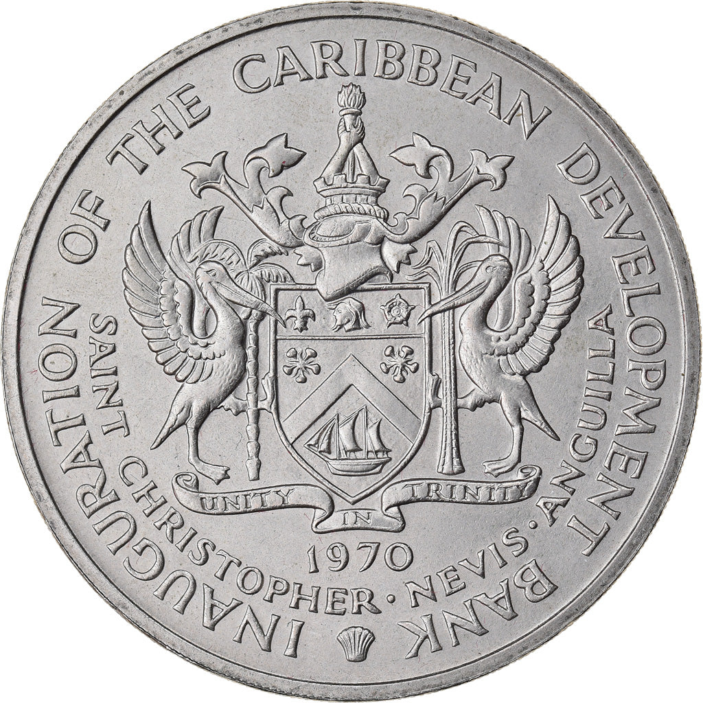 Coin, SAINT KITTS & NEVIS, 4 Dollars, 1970, MS(63), Copper-nickel, KM:1