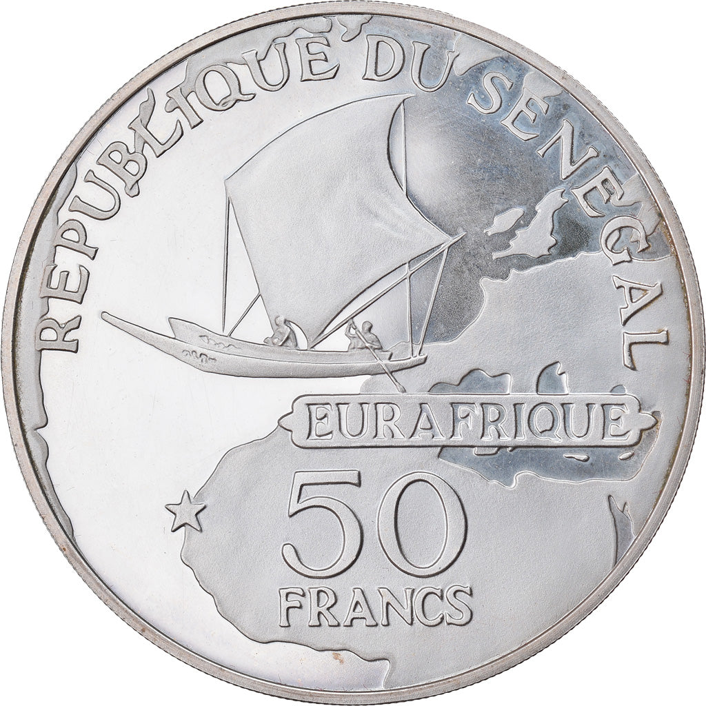 Moneda, Senegal, 50 Francs, 1975, Proof, SC, Plata, KM:5