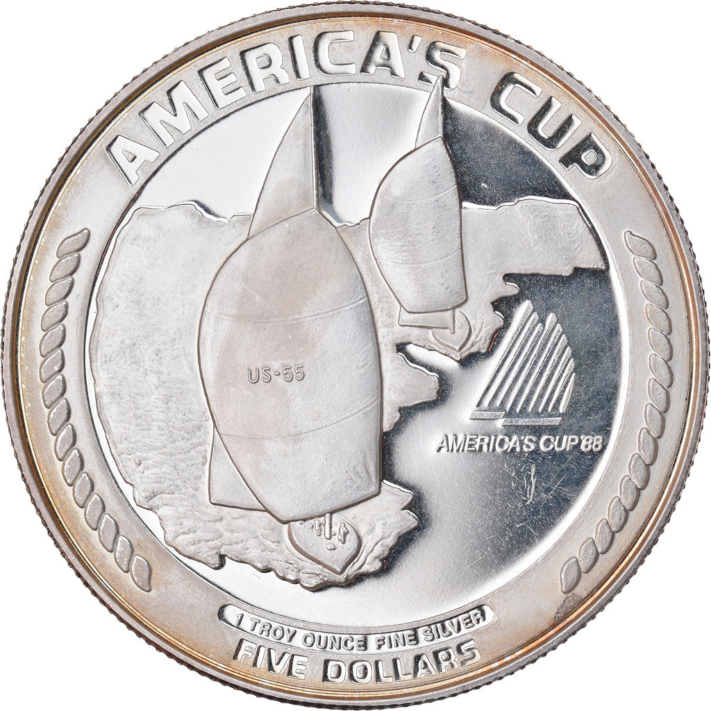 Moneda, AMERICAN SAMOA, 5 Dollars, 1988, Phillips, Proof, FDC, Plata, KM:2