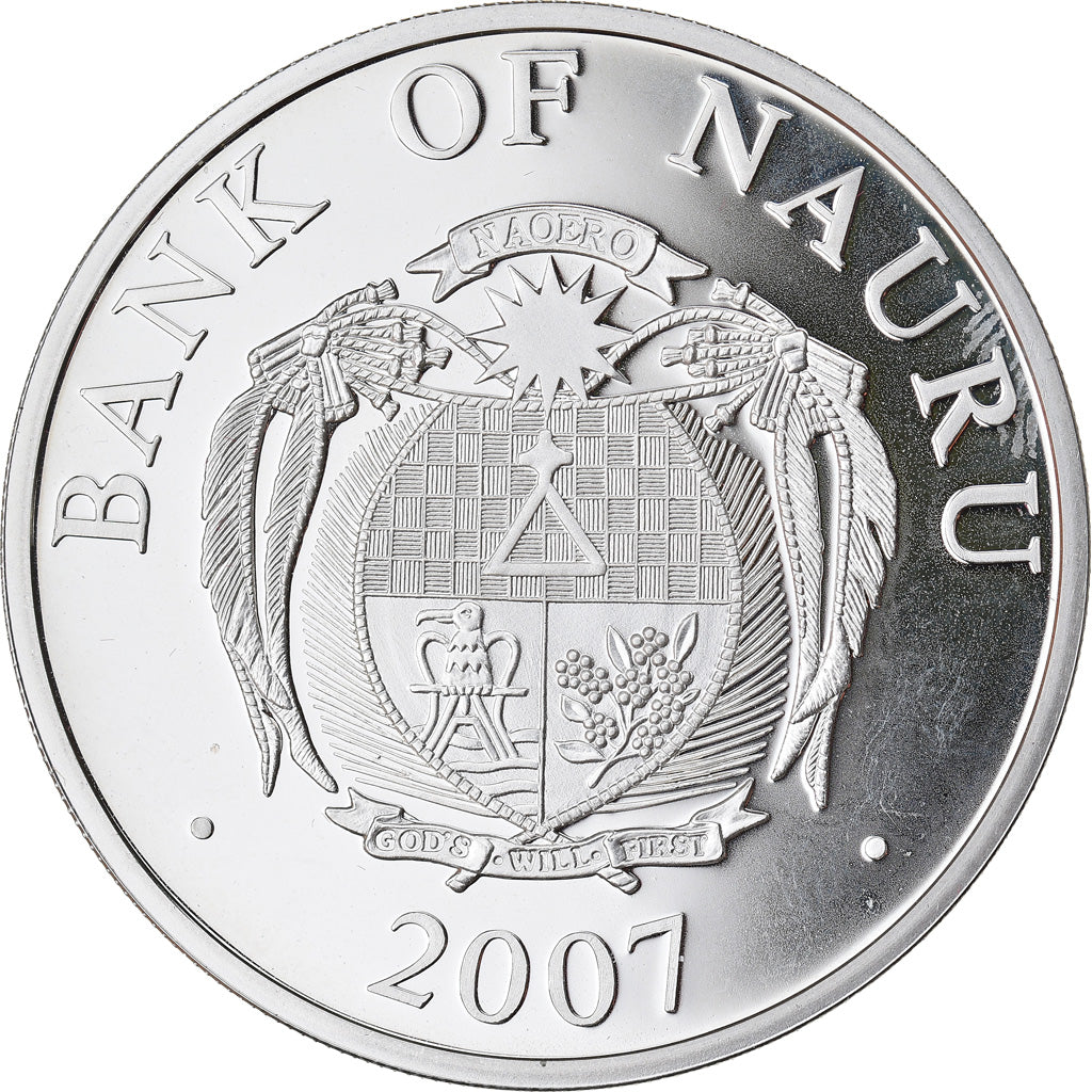 Moneta, Nauru, 10 Dollars, 2007, Proof, MS(65-70), Srebro, KM:77