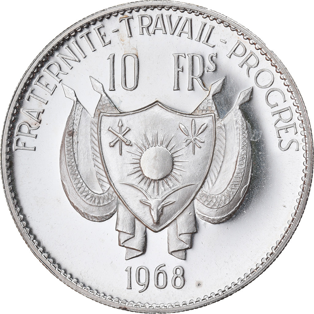 Moneta, Niger, 10 Francs, 1968, Proof, MS(65-70), Srebro, KM:8.1