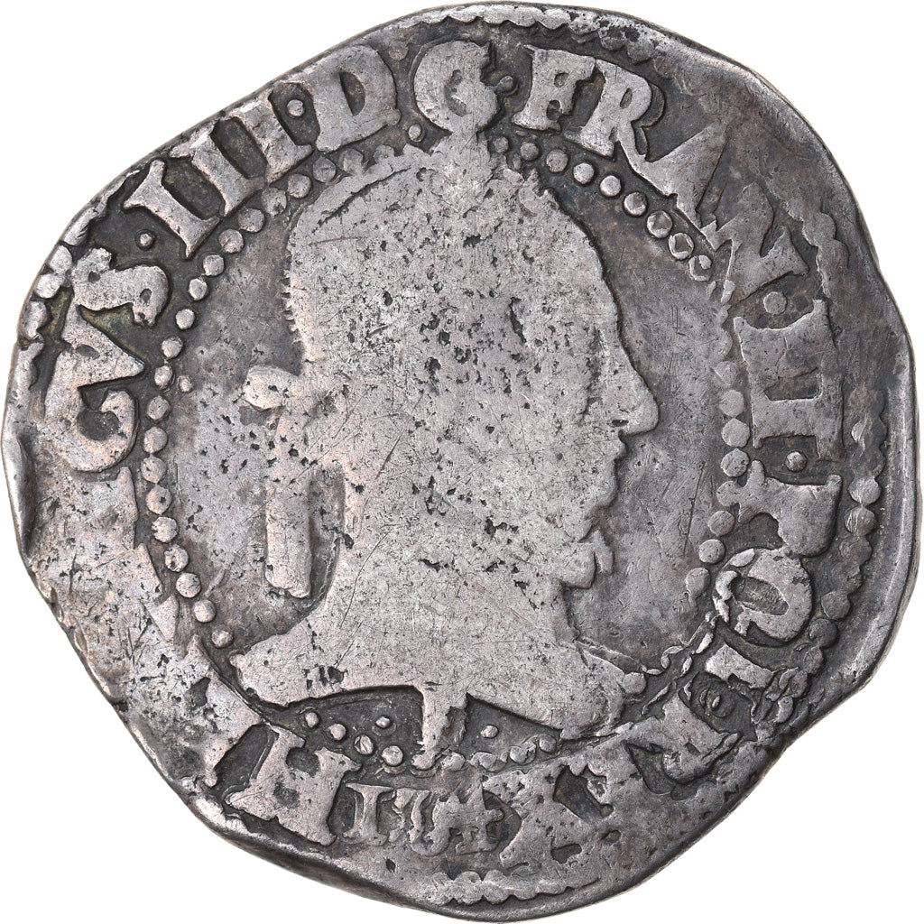 Münze, Frankreich, Henri III, Franc au Col Plat, 1584, Angers, S, Silber