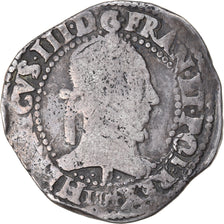 Moneta, Francia, Henri III, Franc au Col Plat, 1584, Angers, MB, Argento