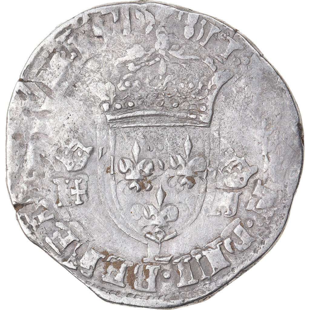 Moeda, França, Henri III, Teston, 1575, Bayonne, VF(30-35), Prata, Sombart:4654