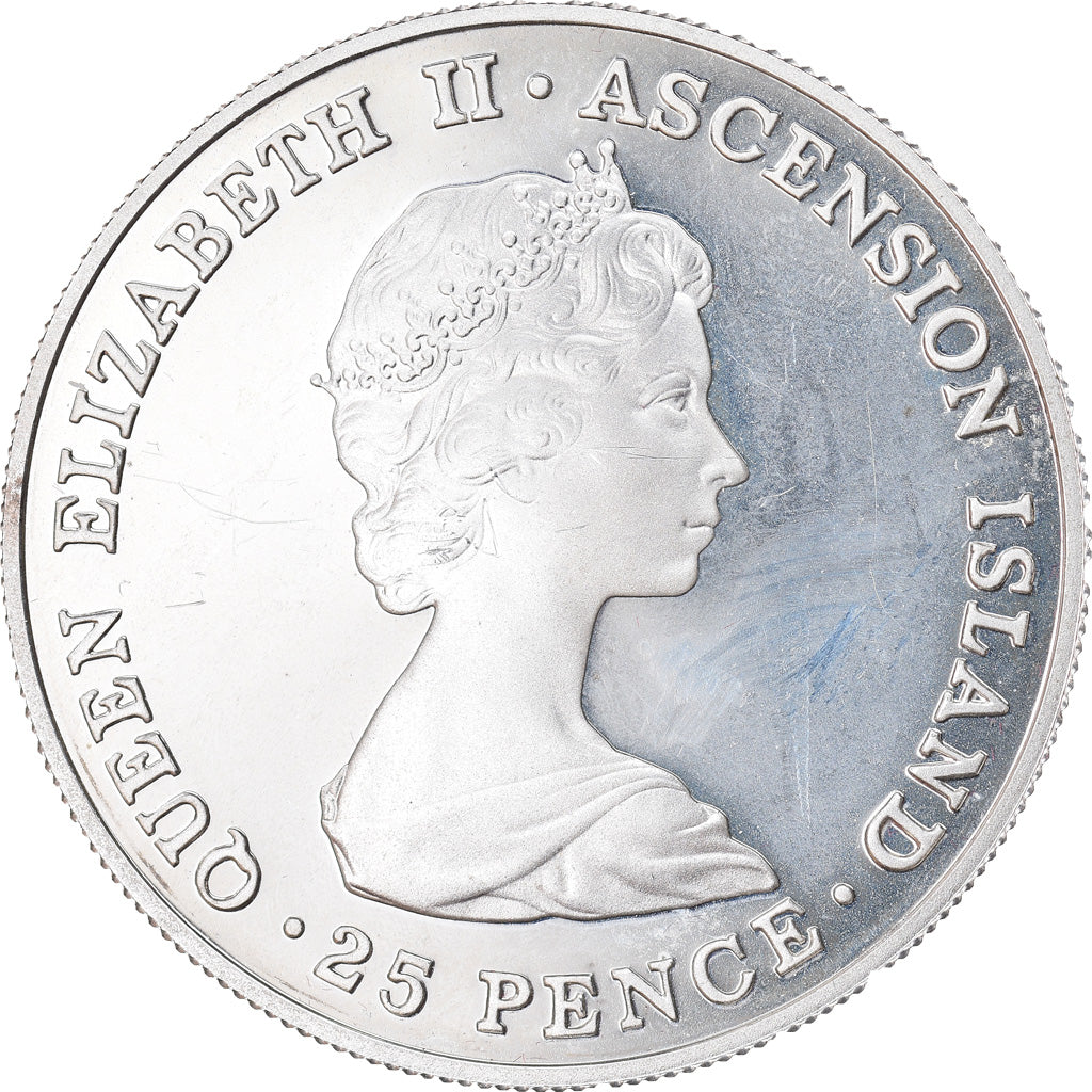 Moneda, Isla Ascensión, 25 Pence, Crown, 1981, Proof, FDC, Plata, KM:3b