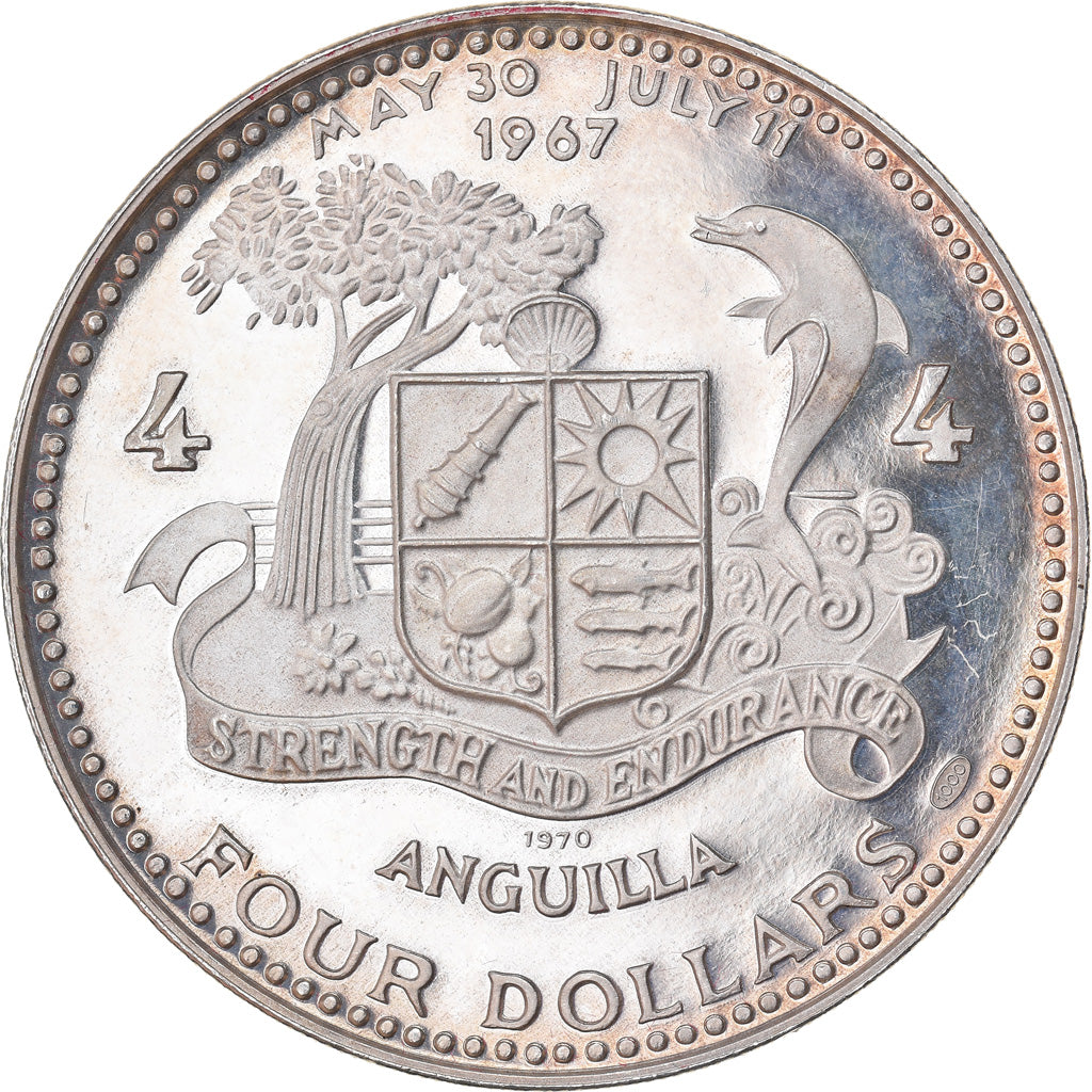 Monnaie, ANGUILLA, 4 Dollars, 1970, Proof, FDC, Argent, KM:18.1