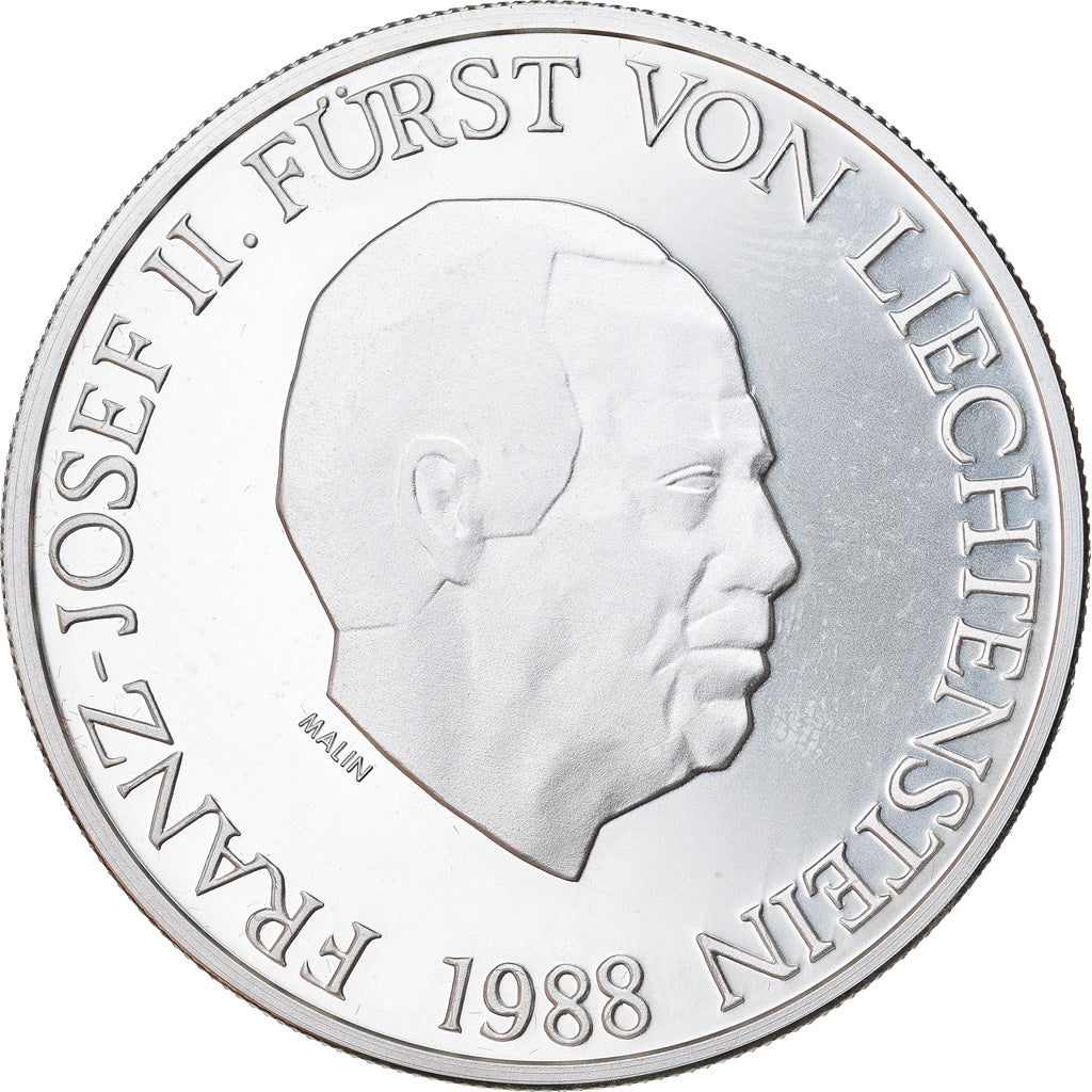 Coin, Liechtenstein, Prince Franz Josef II, 10 Franken, 1988, Proof, MS(65-70)