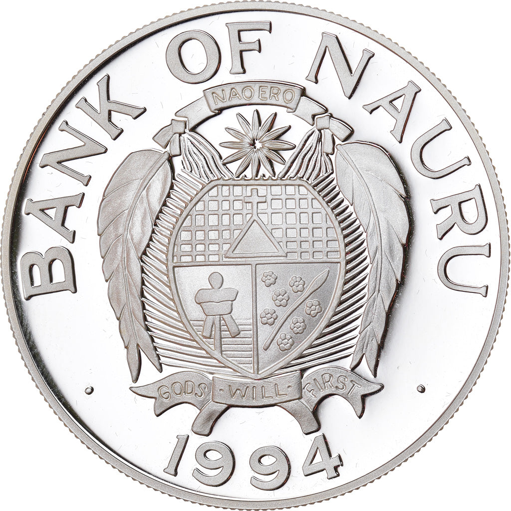 Moneta, Nauru, 10 Dollars, 1994, Proof, MS(65-70), Srebro, KM:7