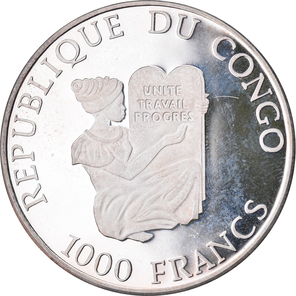 Moneta, Republika Konga, 1000 Francs, 1994, Proof, MS(65-70), Srebro, KM:17