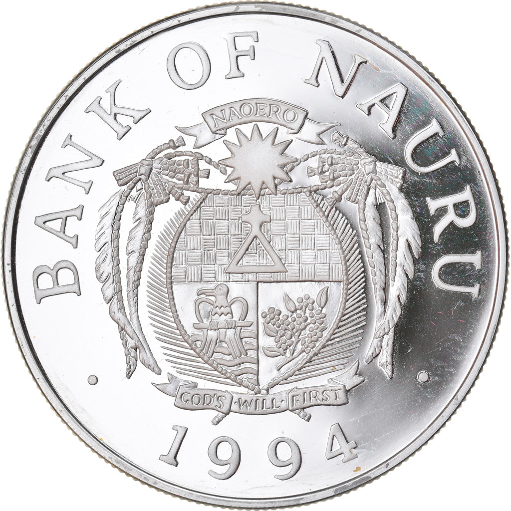 Moneta, Nauru, 10 Dollars, 1994, Proof, MS(65-70), Srebro, KM:6